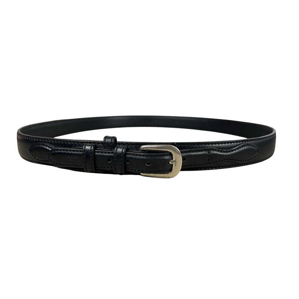 Cabela’s Men’s 44 Black Ranger Belt Genuine Leather Silver Tone Buckle Western